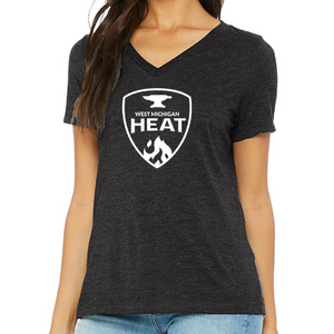 WM Heat Women's Short Sleeve V-Neck Tee - Dark Grey