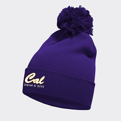 Gorro de baño con pompón y puños lisos de CAL Swim, morado
